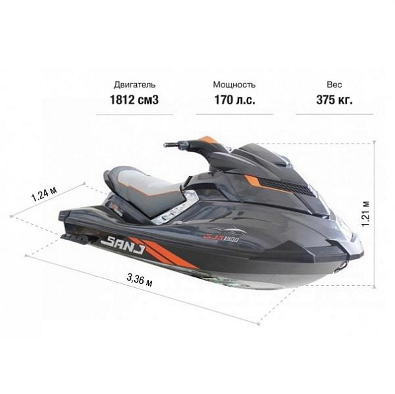 Гидроцикл SANJ JET SKI-SJ1800 (Черный)